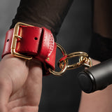 Red handcuffs for hands and neck